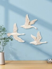 1 pieza Adorno de pared colgante de resina con forma de golondrina, decoración de pared, pájaro volador, adorno de pared de ganso, decoración suave para el hogar, adorno de pared de estilo de lujo tallado, artesanía de pájaro volador para decoración de pared, relieve 3D colgante de pared, se puede colgar directamente en la pared de fondo, entrada, pasillo, adecuado para diversas escenas del hogar - multicolor - Ver 9
