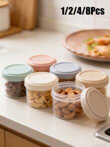 Mini Container With Squeeze Lid - Circular Sauce Jar Suitable For Seasonings, Honey, Sauces, Small Gifts - Multipurpose And Food Storage, Portion Control, Suitable For Coffee, Tea, Seasonings And Dry Goods, Kitchen Organization And Storage, Kitchen Accessories - Multicolor - View 1