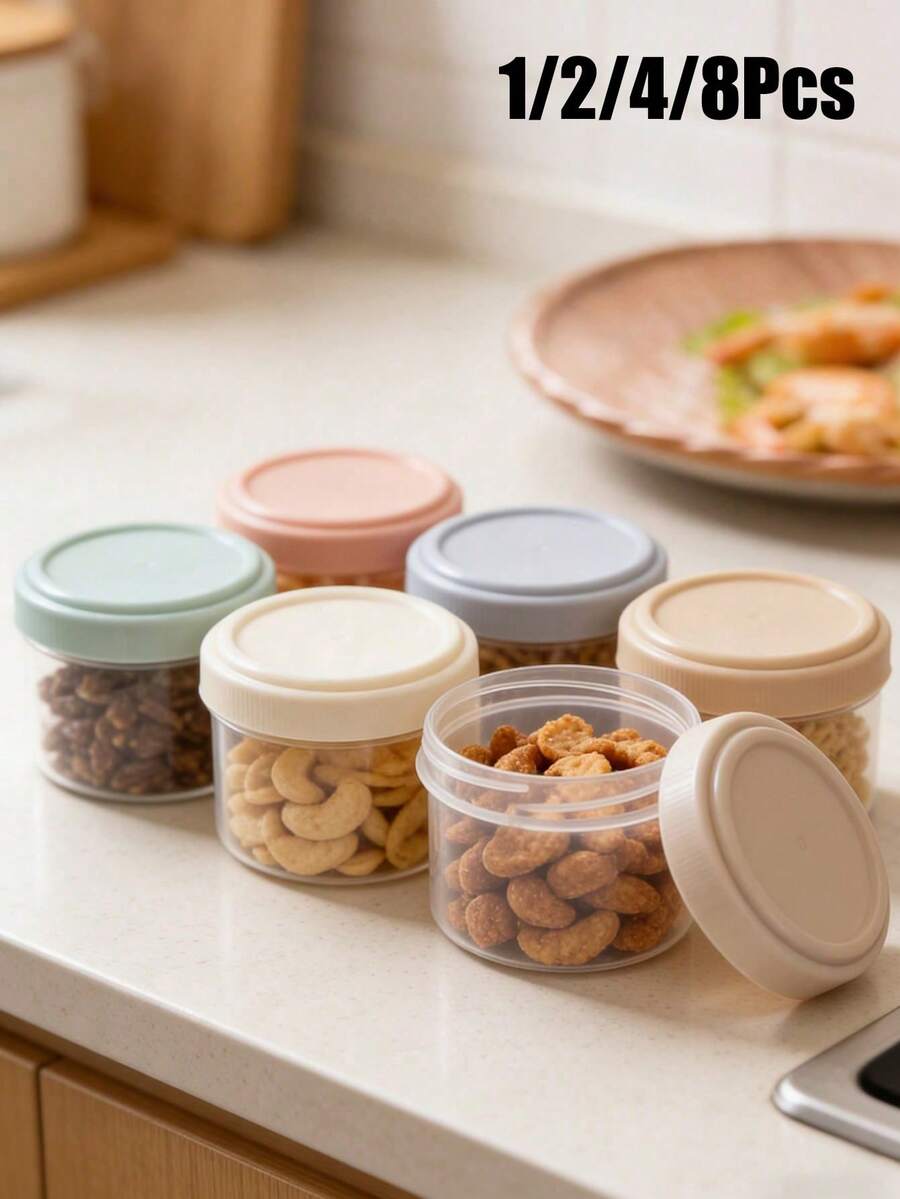 Mini Container With Squeeze Lid - Circular Sauce Jar Suitable For Seasonings, Honey, Sauces, Small Gifts - Multipurpose And Food Storage, Portion Control, Suitable For Coffee, Tea, Seasonings And Dry Goods, Kitchen Organization And Storage, Kitchen Accessories - Multicolor - View 1