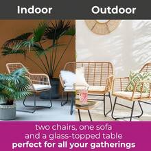 Outdoor Indoor Wicker Rattan Garden Furniture Sofa Chair Table Set With Natural Cushion For Patio Balcony - Cojín natural - Ver 4