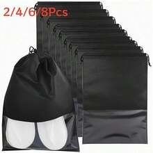 2/4/6/8Pcs Portable Travel Shoe Bag Storage Organizer Bag Black Drawstring Bag Suitable For Clothes, Shoes, Hats, Bags, Etc. - Multicolor - View 2
