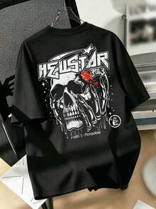 Men's Hellstars "Path To Paradise" Skull Graphic Oversized Cotton Short Sleeve T-Shirt - Black - View 3