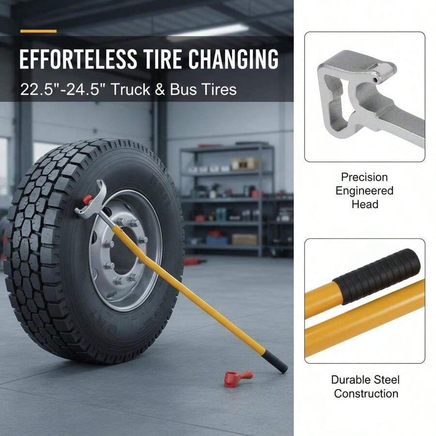 [Free Shipping] Manual Wheel Dismounting Kit 22.5-24.5 Inch For Tire Repair Shop, Fleet Maintenance, Roadside Assistance, Steel Construction Extra Bead Holder Tubeless Truck Tire Changing 3 Pieces Orange-XY75967 - Default0 - View 1