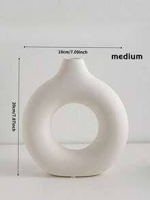 1pc White Ceramic Vase - Modern Minimalist Home Decor Farmhouse Style Table Centerpiece, Suitable For Living Room, Dining Room, Wedding Centerpiece, Vase, White Vase, Ceramic Vase, Home Fragrance, Father's Day Gift, July 4th Decor - Multicolor - View 6