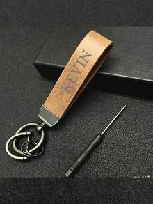 1pc Customized Men's High-End Creative Minimalist Car Hanging Keychain, Personalized Fashion Wristband Keychain, Retro Leather Keychain, Accessory, Spring Series - Multicolor - View 10