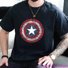 Disney 2026 New  Avenger Shield Print Fashion Men's Casual Crew Neck Loose Comfortable Short Sleeve T-Shirt - 3 - 查看 3