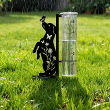 Dog Pattern Rain Gauge Outdoor Practical Decorative Item, Large Capacity Metal Frame Rain Gauge, Suitable For Garden, Yard, Patio, Courtyard, Lawn, Flower Pot, Outdoor Decor, Rust-Resistant Durable And Beautiful Metal Rain Measuring Tool - G - View 8