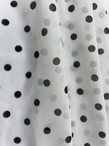 Women's New Square Neck Polka Dot Print Cinched Waist Cinched Waist Midi Dress, Elegant & Versatile For Daily, Holiday, Travel, Spring/Summer White - White - View 10