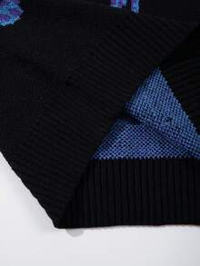ANDREILEE Men's Fashion Casual Versatile Daily Commute Home Holiday Round Neck Long Sleeve Loose Ribbed Pullover Sweater Back To School Autumn/Winter Top - Black - View 11
