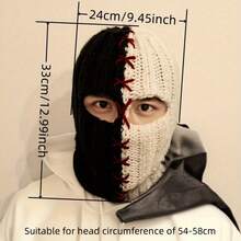 Men's Headgear Autumn/Winter Knit Hat Black And White Color Block Warm Face Mask Balaclava Hat Unique Stylish Funny Stitched Headgear - Black and White - View 2