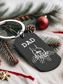 1pc Customized Engraved Stainless Steel Dad Keychain, Personalized Engraving 1-4 Names, Fashion Metal Keychain, Silver Black, Name Customization, Customized Christmas Gift, Customized Keychain, Personalized Customization, Perfect Christmas Gift, Birthday Gift, Anniversary Gift, Father's Day Gift For Dad - Gold 2 - View 3