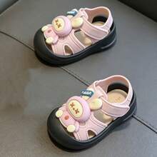 Cute Rhinestone Bow Open Toe Girls Sandals, Breathable Beach Holiday Shoes - Pink - View 7