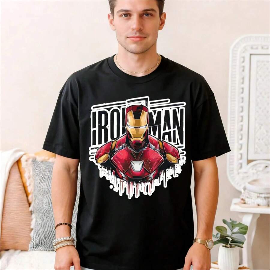 Disney 2026 New Retro Iron Men's And Women's Pure Cotton Fashion Tony Stark Printed T-ShirtThe Fabric Is Breathable And Soft. - 1 - 查看 1