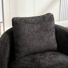 30" Living Room Rotating Decorative Chair(1PC), 360 ° Rotatable Bucket Shaped Sofa Chair, Chenille Armchair,Extra Super Soft Pillows As A Gift,Ergonomic Design,Suitable For Various Scenarios Such As Living Rooms, Bedrooms, Balconies, Etc - 深灰色-可旋轉裝飾椅+抱枕-雪尼爾 - 查看 4