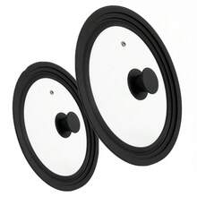 2 Sizes Universal Glass Pot Lid With Silicone Edge Heat Resistant Cover Fits 16-20cm & 24-28cm Cookware Suitable For Frying Pans Woks Stockpots Durable Kitchen Cookware Accessory - Black - View 8