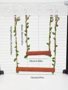 1pc Faux Solid Wood Parrot Swing Toy, Durable With Artificial Green Leaves And Hemp Rope Hanging Perch, Cage Accessory For Cockatiel / Budgie / Lovebird And Other Small To Medium Parrots - View 13
