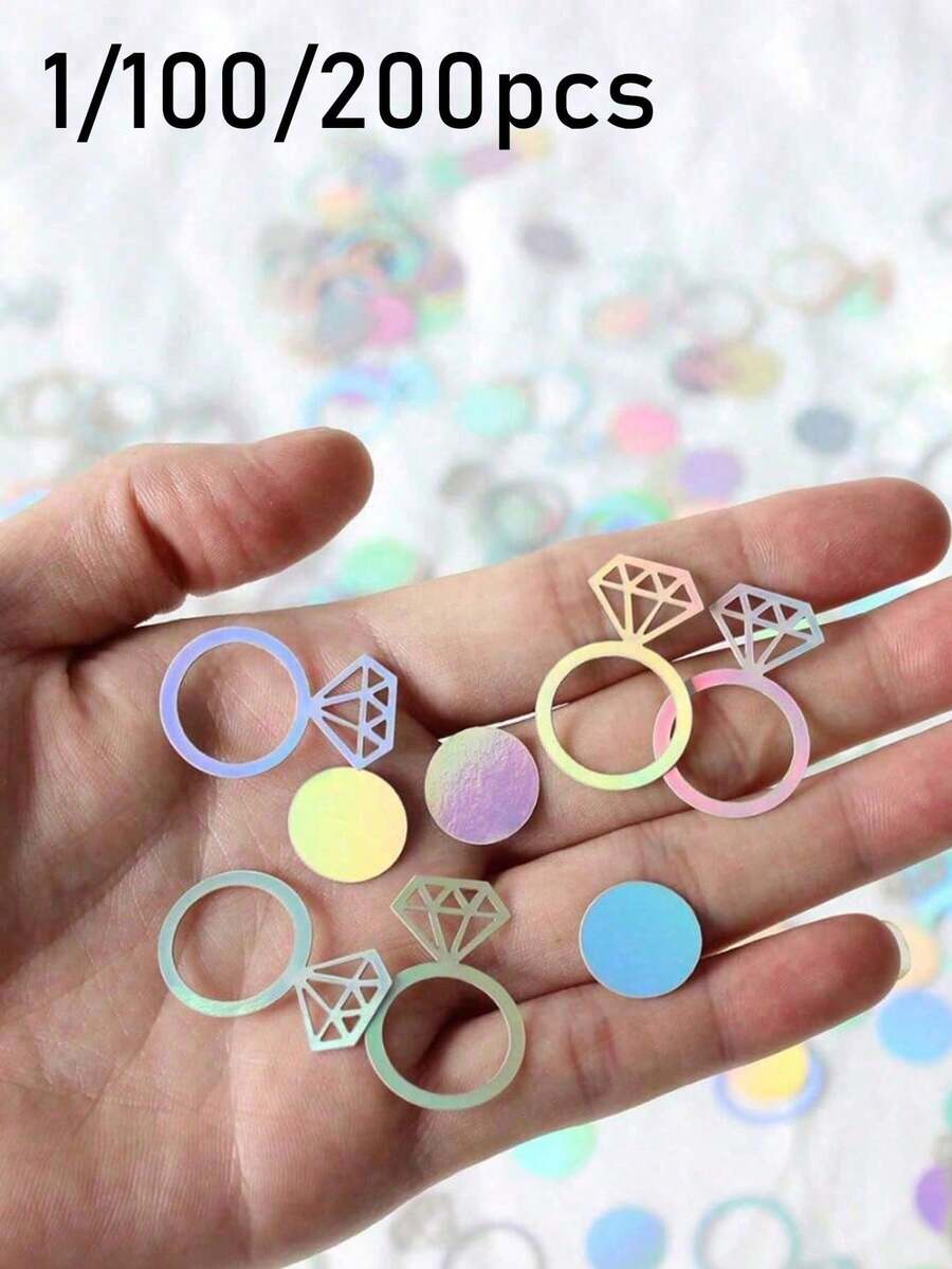 1/100/200件彩色環形紙屑，適用於婚禮、生日派對桌面裝飾、返校季、情人節 - 多色 - 查看 1
