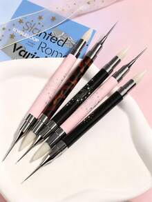 Dual-Ended Nail Art Dotting Wax Pencil Set, Replaceable Wax Tips, Stainless Steel Rhinestone Picker End For Rhinestone And Gemstone Application, Perfect For DIY Nail Art And Nail Salon Use - Multicolor - View 4
