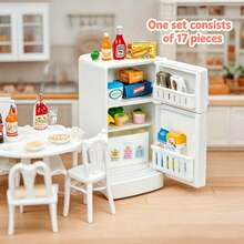 17件套迷你冰箱玩具 - 娃娃屋装饰、娃娃屋家具、青少年逼真食物、微型厨房角色扮演 - 彩色 - 查看 1