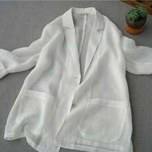 Summer 2026 New Arrivals: Women's Korean-Style Lightweight Tailored Jacket, Solid Color, Long Sleeves, Relaxed Fit, Stylish, Casual, Light Outerwear, Sun Protection, Air Conditioning Protection, Commuting, Office Wear - White - View 4