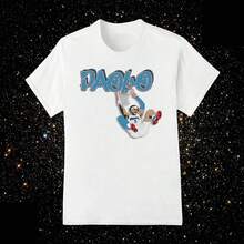 Casual Round Neck Short Sleeve Graphic White T-Shirt With Basketball Player Print - 白色 - 查看 1