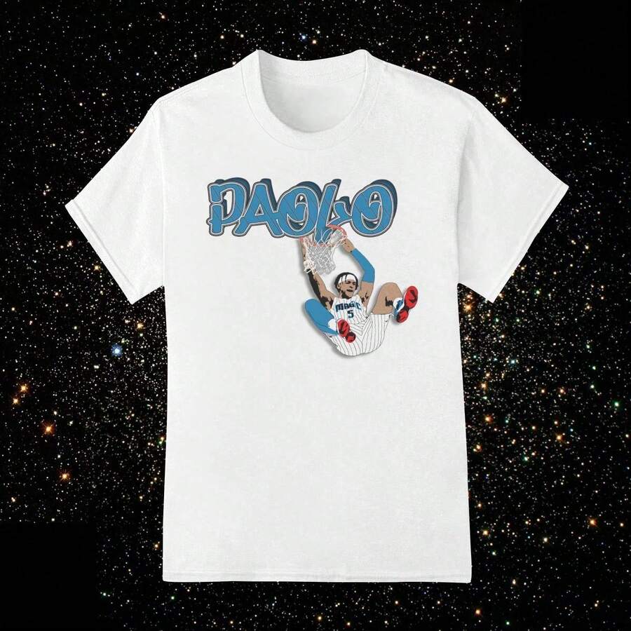 Casual Round Neck Short Sleeve Graphic White T-Shirt With Basketball Player Print - 白色 - 查看 1