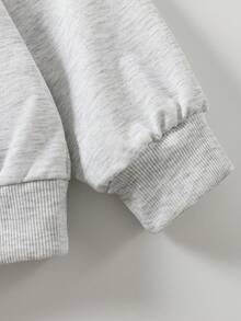 Teen Girls Letter Print Crew Neck Sweatshirt And Casual Pants Set - Grey - View 8
