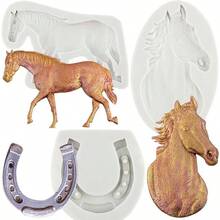 Molde de Silicona Forma de Caballo, Herradura, para Fondant, decoracin de Pasteles, Cupcakes, Chocolate, Dulces, Arcilla polimrica y Pasta de Goma. Juego de 3 Unidades. - Estilo y - Ver 1