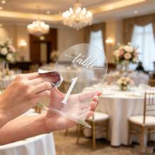 1 Set = 10pcs Transparent Acrylic Arch-Shaped Table Number Plates 1-40 With Display Stands, Suitable For Wedding Reception Decor, Dining Table, Party, Anniversary, Events (Peel Off Protective Film Before Use) - View 10