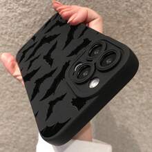 Funda para Teléfono: Funda Protectora de Cobertura Total con Diseño de Pequeño Murciélago de Ojos Negros Compatible con los Modelos  15 14 13 12 17 X XS XR XS Max 7 8 7P 8P Pro Max Plus - Negro - Ver 3