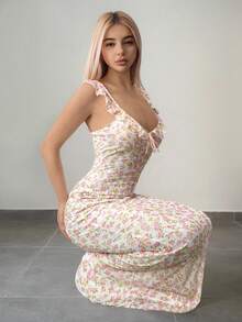 Sexy Summer Dress With Small Flowers – Comfortable And Daring For Your Days Off - 白色 - 查看 6