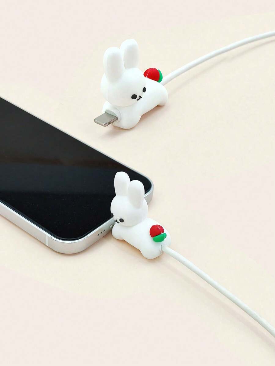 2pcs Cable Protectors Compatible With Apple Charging Cable, Anti-Breaking And Cable Winder Charger Protector - White - View 1