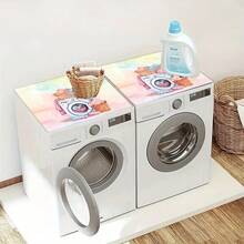 1pc, Home Decor, Laundry Theme Pattern Printed Washing Machine Dustproof Mat, Rubber Soft Bottom, Laundry Room Accessories, Washing Machine Top Protection Mat, Water-Absorbent Quick-Drying, Refrigerator Dustproof Cover Mat, Coffee Machine Countertop Water-Absorbent Mat, Diatomaceous Earth Drainage Mat, Modern Laundry Room And Kitchen Appliance Washing Machine And Dryer Dustproof Cover, Home Decor, Kitchen Dining Room Decor - Multicolor - View 7