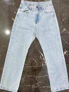 Balao Men's Pants Primum Oversize Plain Basic Wide Leg Jeans Without Lycra - 大理石紋水洗 - 查看 7