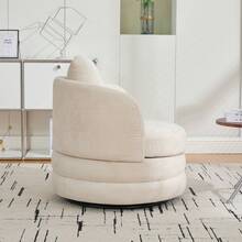 30" Living Room Rotating Decorative Chair(1PC), 360 ° Rotatable Bucket Shaped Sofa Chair, Chenille Armchair,Extra Super Soft Pillows As A Gift,Ergonomic Design,Suitable For Various Scenarios Such As Living Rooms, Bedrooms, Balconies, Etc - 米色-可旋轉裝飾椅+抱枕-雪尼爾 - 查看 9