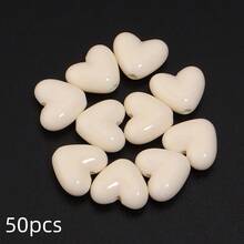 50pcs 3D Acrylic Candy Color Heart Beads, Shiny Colorful Heart-Shaped Beads For DIY Jewelry Making, Necklace, Earrings, Bracelet, Keychain Decorative Accessories - Heart-shaped - View 21