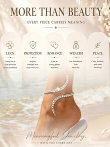 FAAABULS 1pc Silver Fashion Shiny Bracelet Anklet, Summer Beach Vacation Foot Accessory - Silver - View 5