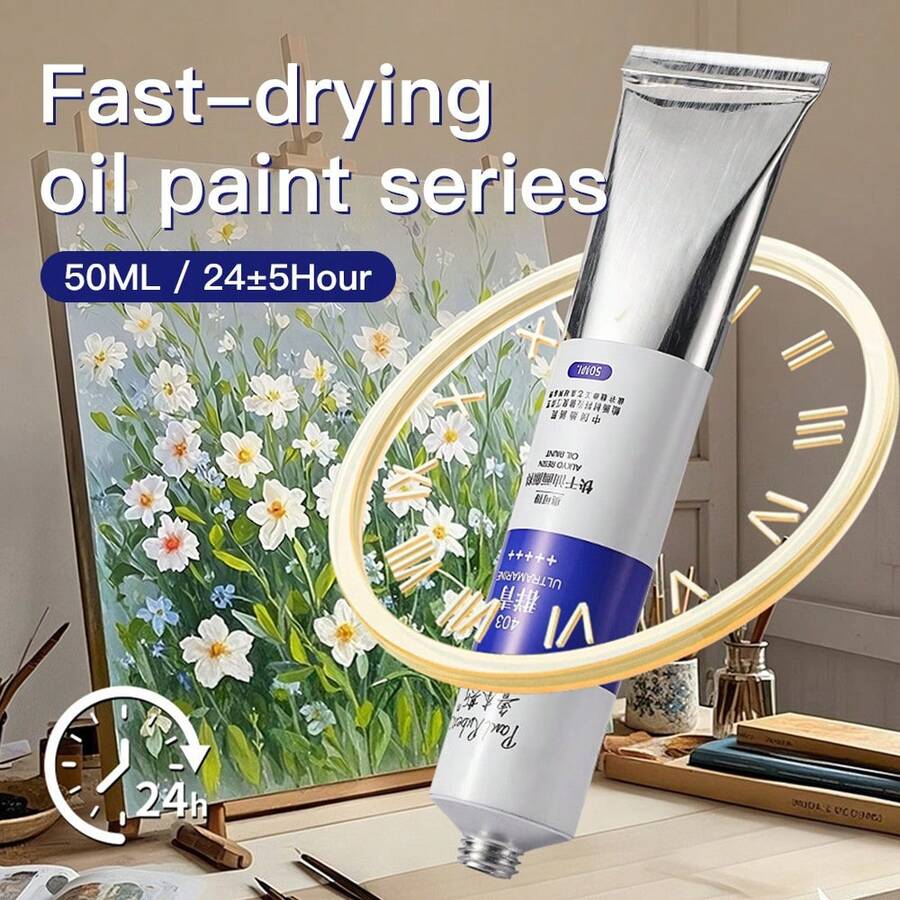 1pc Paul Rubens Quick-Drying Oil Paint 50ml/Tube, 24±5 Hours Drying Alkyd Resin Medium Paint, Standard Color + Opera Color Series High-Quality Aluminum Tube Packaging, Suitable For Art Students, Outdoor Sketching, Professionals - Sets - View 1