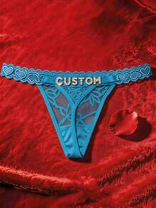 1 buah Lingerie Wanita dengan Huruf Kustom, Desain Eksklusif Unik, Hadiah Sempurna untuk Istri, Pacar di Hari Libur dan Hari Jadi - Baby Blue - View 2