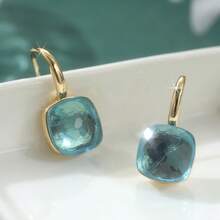 Vintage Square Glass Bead Earrings, Elegant Gift For Women's Party And Banquet - Gold - View 4