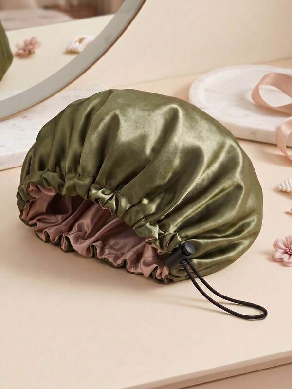 1 chiếc mũ ngủ satin mềm mượt, mũ ngủ hai lớp giảm gãy rụng tóc, giữ kiểu tóc suốt đêm, phù hợp cho nữ