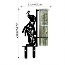 Dog Pattern Rain Gauge Outdoor Practical Decorative Item, Large Capacity Metal Frame Rain Gauge, Suitable For Garden, Yard, Patio, Courtyard, Lawn, Flower Pot, Outdoor Decor, Rust-Resistant Durable And Beautiful Metal Rain Measuring Tool - G - View 3