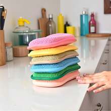 6 Pack Multipurpose Kitchen Scrub Sponges – Heavy Duty Non-Scratch Microfiber Sponge, Reusable For Household Cleaning, Six Color Set - 1 - View 4