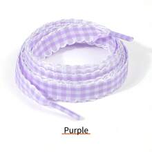 1 Pair Plaid Lace Shoelaces, 120cm/47.2in, Polyester Silk DIY Ballet Style, Fashion Versatile, Fresh & Sweet, Casual German Trainer Bow Flat Shoe Laces - Multicolor - View 14