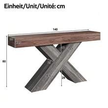 Console Table With X-Shaped Legs, Narrow Console Table, Wood Look, Chipboard, For Hallway And Living Room, Side Table - 胡桃木+刨花板 - 查看 3