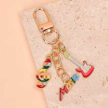 1pc Unisex Musical Note Earphone Alloy Oil Drip Heart Pendant Keychain Bag Charm - Multicolor - View 5