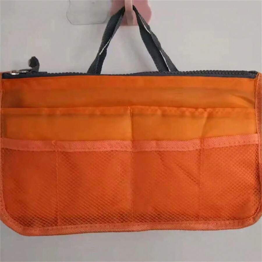 Bolsa de Almacenamiento Multifuncional Plegable con Doble Cremallera, Gran Capacidad para Organizar Maquillaje y Artículos de Aseo, Bolsa de Clasificación Grande - Brillante - Ver 1