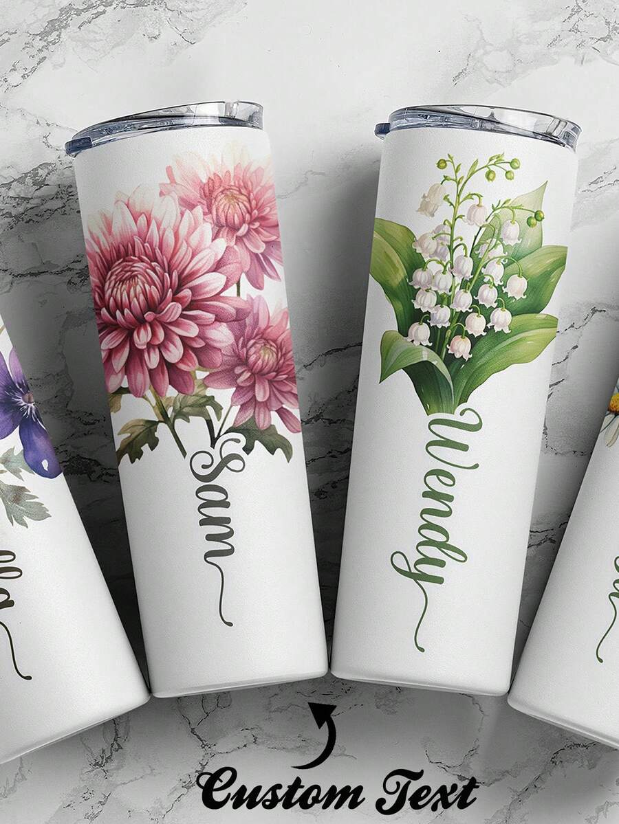 Personalized Birthday Floral Insulated Cup, Customized Name Cup, Birthday/Christmas/Mother's Day Gift For Her - Multicolor - View 1