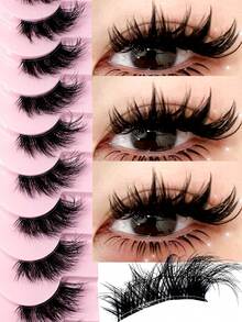 10 Pairs Half-Length False Eyelashes, Cat Eye Lengthening Natural Style - Transparent Stem, Lightweight & Fluffy, Comfortable & Reusable - Cat Eye Lashes - View 2