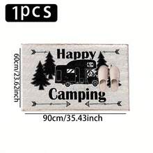 1pc Camping Simple Pattern Print Faux Cashmere Surface TPR Bottom Door Mat, Bathroom Mat, Kitchen Mat, Laundry Room Mat, Holiday Atmosphere Decoration, Home Decor, Party Decoration, Wedding Decoration, Dining & Kitchen Decoration - Multicolor - View 13